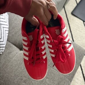 Red and White Sneakers